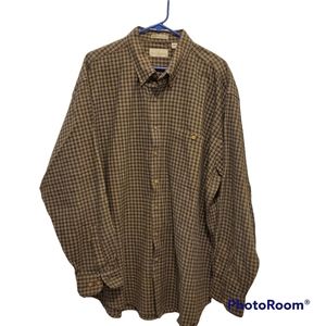 Bill Blass Men's Long Sleeve Checkered Plaid Shirt Beige/Olive Green Size 2XLT